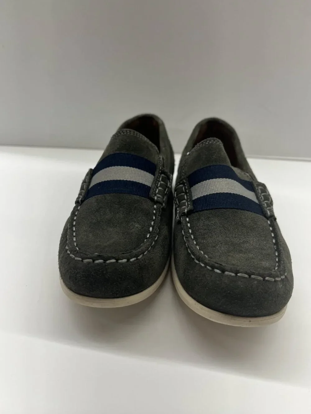 NEW Florsheim Jasper Jr. Boys Moc Toe Strap Loafer in Gray Suede Size 13